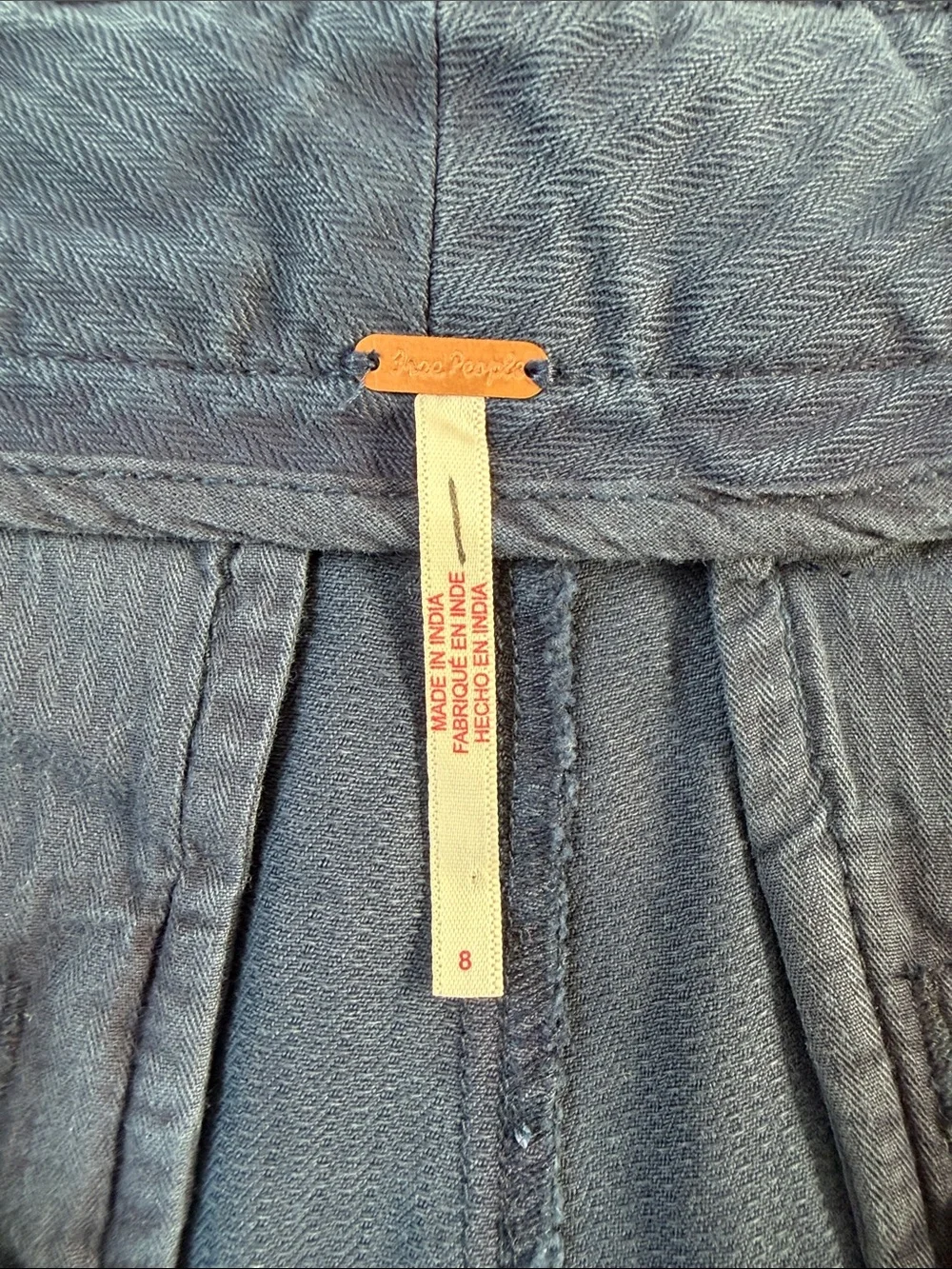 Free People Keepsake Herringbone Chino Shorts Blue Women’s Size 8 NWOT